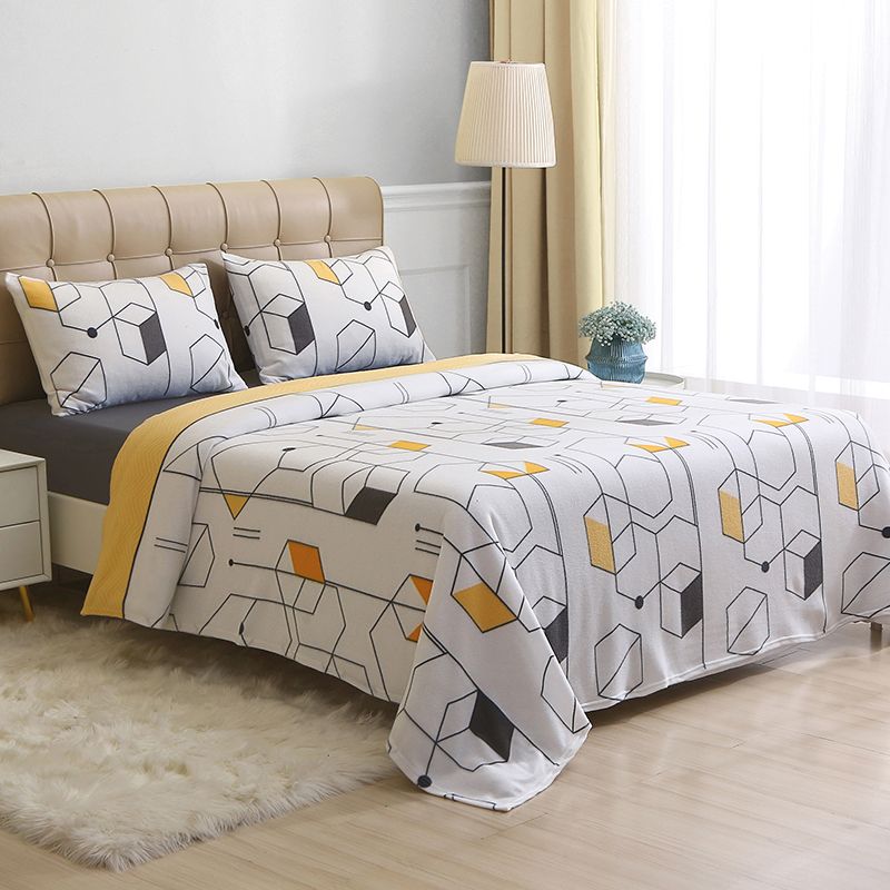 Sábanas Polar Composé 1.5 Plazas / Hexágonos Gris Amarillo - Doral