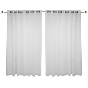 Set Cortina Velo Liso Argolla / Blanco - Jovial