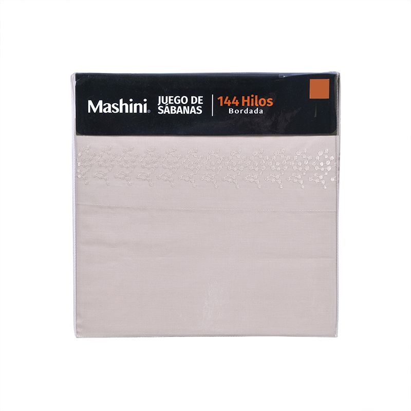 Juego Sábanas Bordada 144 Hilos 1.5 Plazas / Puntos Arena - Mashini - Imagen 3
