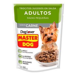 Trocitos Jugosos Raza Pequeña 85 grs / Carne - Master Dog