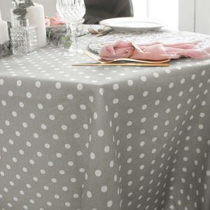 Mantel Rectangular Amelie Estampado / Puntos Gris - Doral