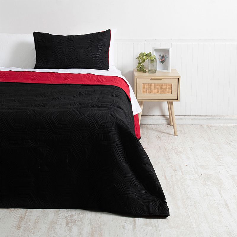 Quilt MF Bicolor 1.5 Plaza / Negro Rojo - Mashini