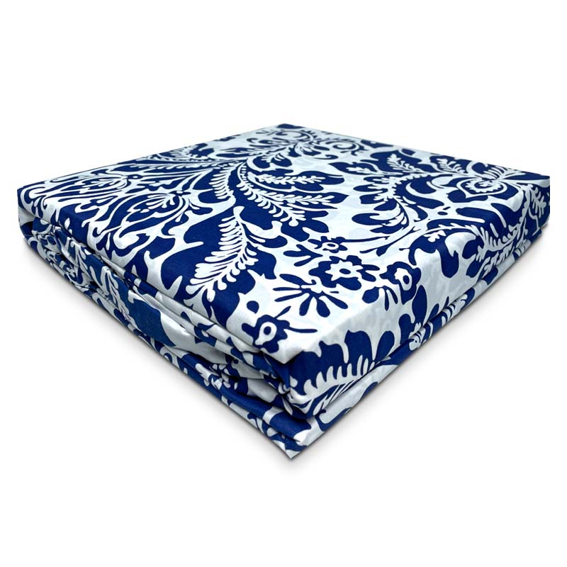 Sábanas Micro Piel Durazno 1.5 plazas / Floral Azul - Doral