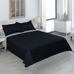 Quilt Hotpress Liso Bicolor 2 Plazas / Negro Gris - Doral