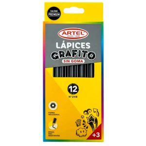 Estuche 12 lápices Grafito 2HB Hexagonal  - Artel