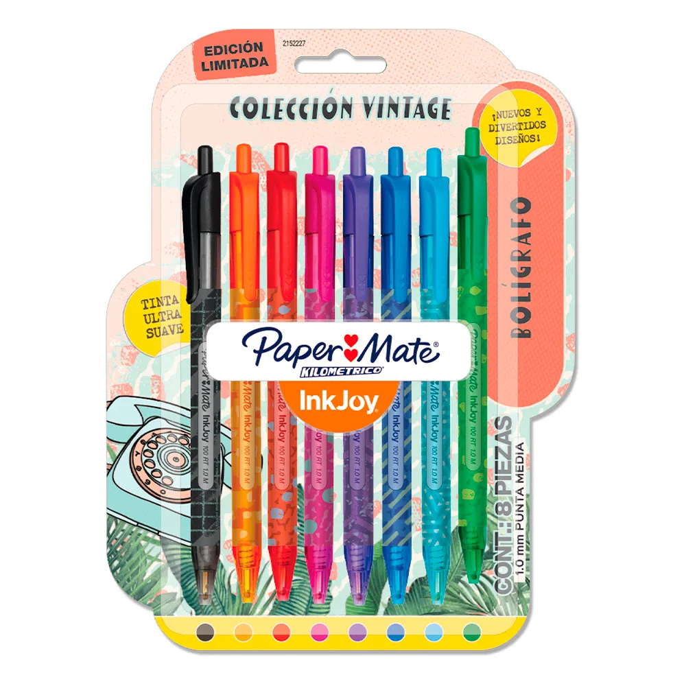 Bolígrafo Inkjoy 100ST Punta Media Vintage 8CT - Paper Mate