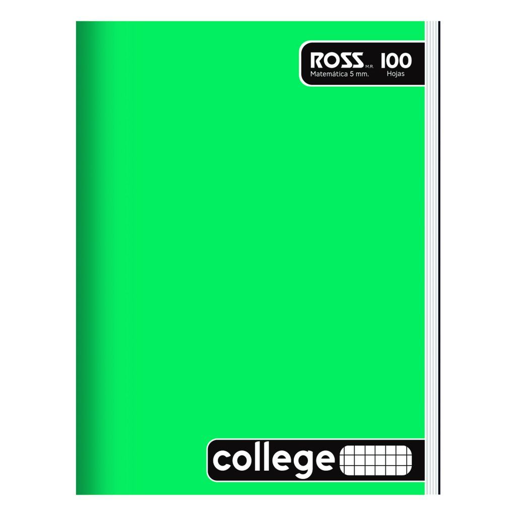 Cuaderno Ross Colegge Liso 100HJ 5mm / Verde - Ross