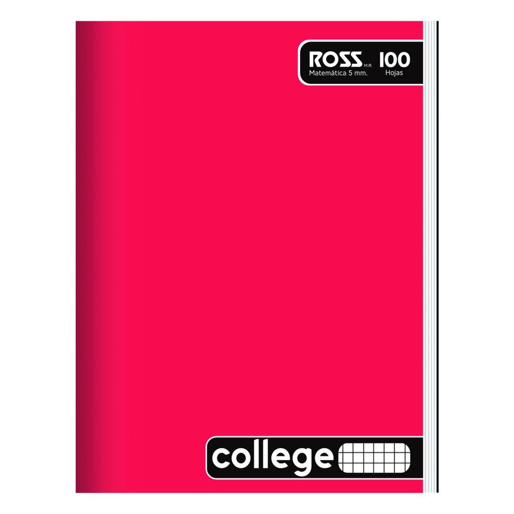 Cuaderno Ross Colegge Liso 100HJ 5mm Rojo - Ross