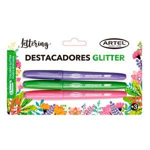 Set 3 Destacadores Glitter - Artel