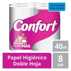 Papel Higiénico Doble Hoja 8 und 40mts - Confort