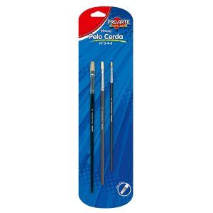 Set 3 Pinceles Pelo Cerda Plano N° 0-4-8 - Proarte