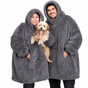 Manta Felpuda Hoodie Sherpy / Gris - Doral