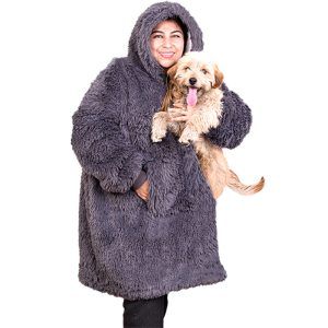 Manta Felpuda Hoodie Sherpy / Gris - Doral