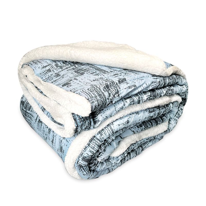 Plumón Sherpa Estampado Da Vinci 1.5 Plazas / Abstracto Celeste Gris - Doral