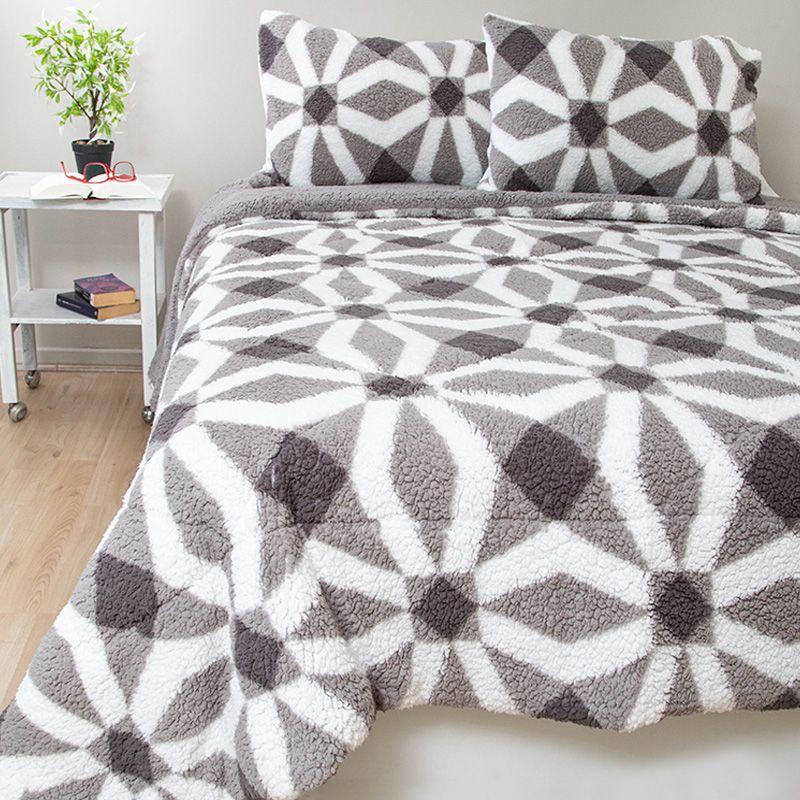 Cubrecama Chiporro Estampado 2.5 Plazas / Flor Gris Negro - Doral