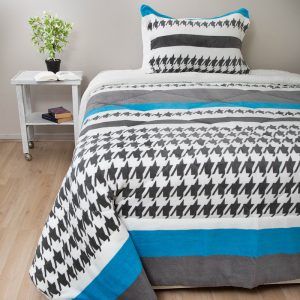 Cubrecama sherpa estampado 1.5 Plazas / Étnico Celeste Negro - Doral
