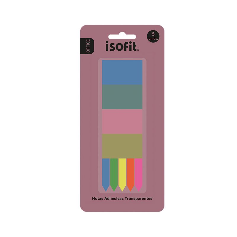 Notas Adhesivas Transparentes 4 colores con Banderitas - Isofit