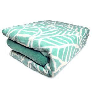 Sábanas de Polar Composé 2 Plazas / Hojas Turquesa Blanco  - Doral