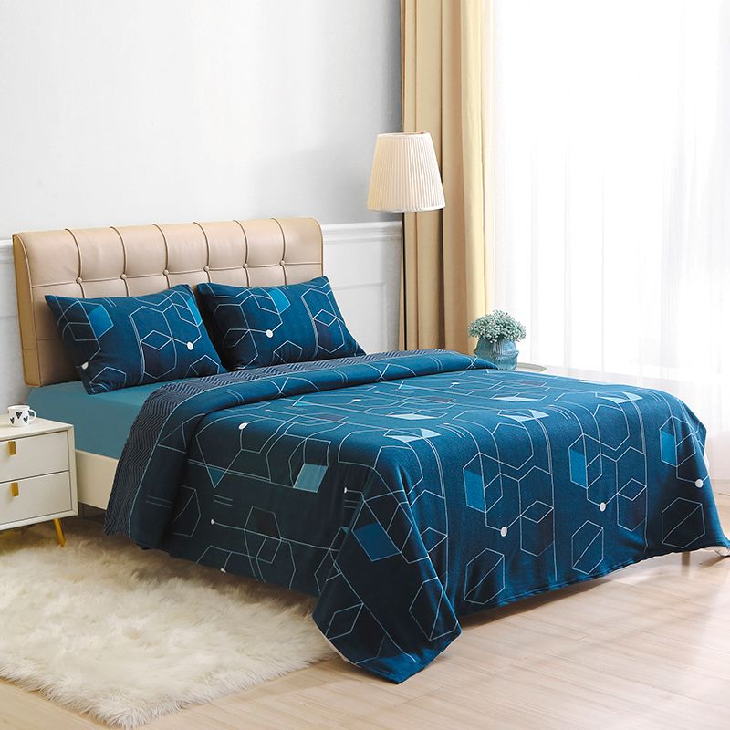 Sábanas de Polar Composé King / Geométrico Azul Celeste - Doral