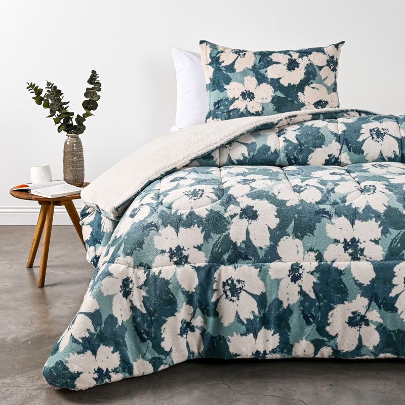 Plumón Coral Sherpa Estampado 1.5 Plazas / Malise - American Family