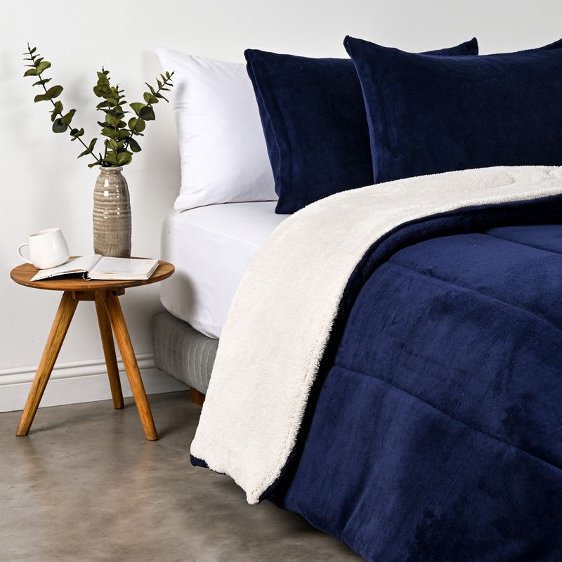 Plumón Coral Sherpa Liso 2.5 Plazas / Azul - American Family - Imagen 2