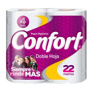 Papel Higiénico Doble Hoja 4 und 22 mts - Confort
