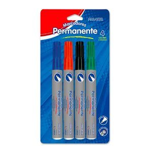 Set 4 Plumones Permanente  / Negro Azul Rojo Verde - Proarte