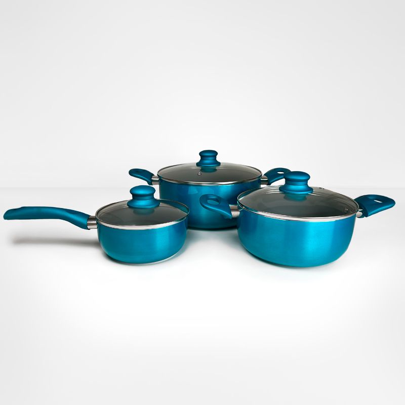 Batería Aluminio Titanio 6 piezas Cacerola / Calipso - Doral