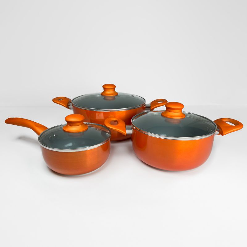 Batería Aluminio Titanio 6 piezas Cacerola / Salmón - Doral