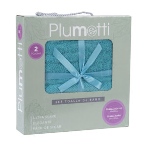 Set 2 Toallas Colorix 380 grs Caja / Celeste - Plumetti