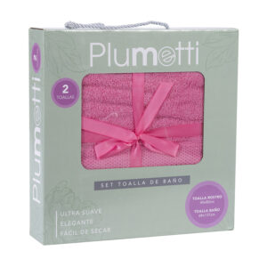 Set 2 Toallas Colorix 380 grs Caja / Fucsia - Plumetti