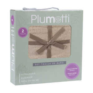 Set 2 Toallas Colorix 380 grs Caja / Taupe - Plumetti