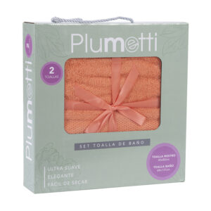 Set 2 Toallas Colorix 380 grs Caja / Coral - Plumetti