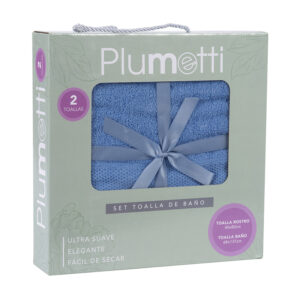 Set 2 Toallas Colorix 380 grs Caja / Azul - Plumetti