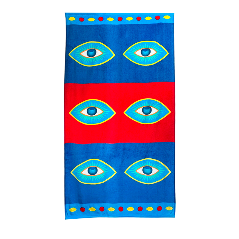 Toalla de Playa Velour 70x140 cm / Ojos - Chiteco by Lourdes