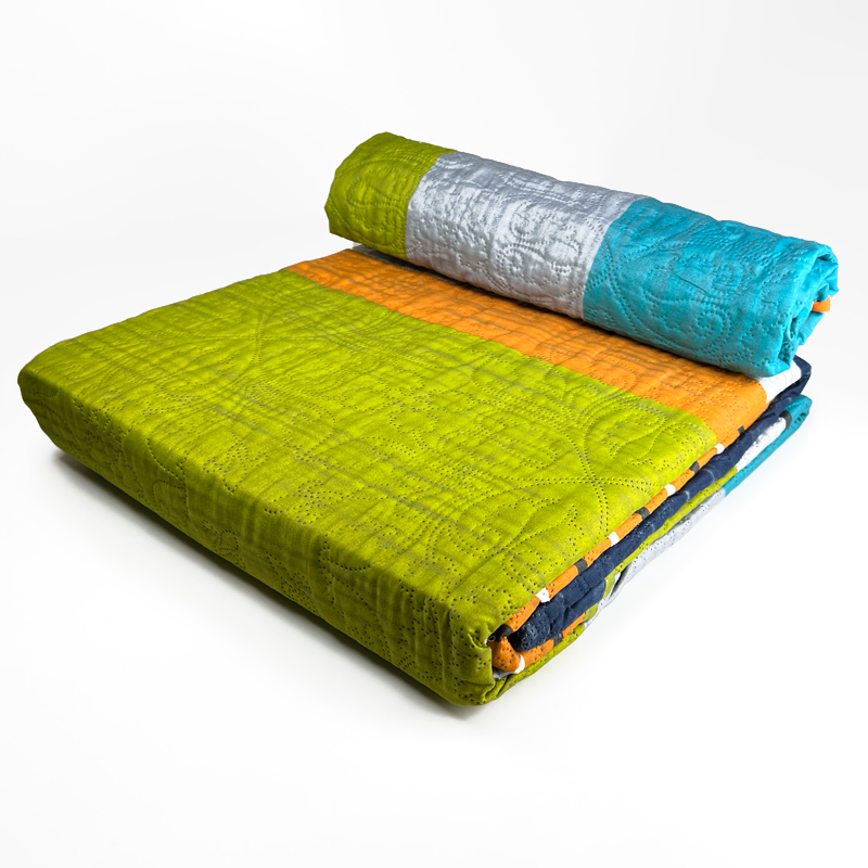 Quilt Hotpress Estampado 1.5 plazas / Franjas Verde Gris - Doral