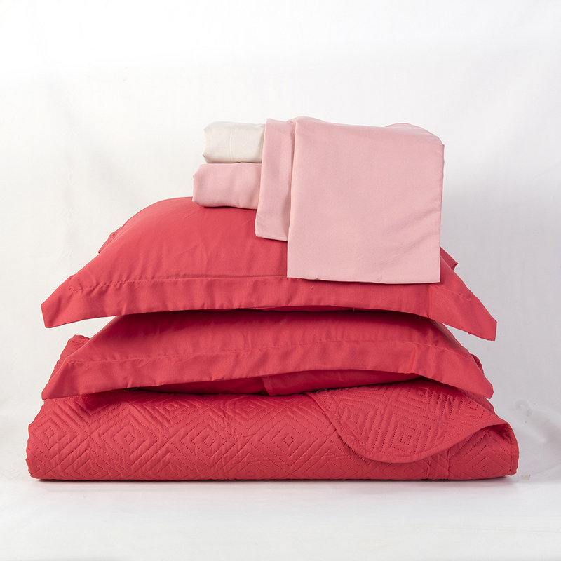 Quilt + Sábana Liso 2 Plazas / Coral - Mashini - Imagen 4