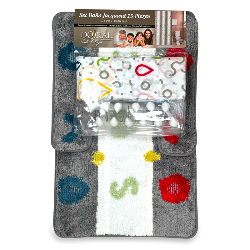 Set de Baño 15pcs Jacquard / Gotas Multicolor - Doral