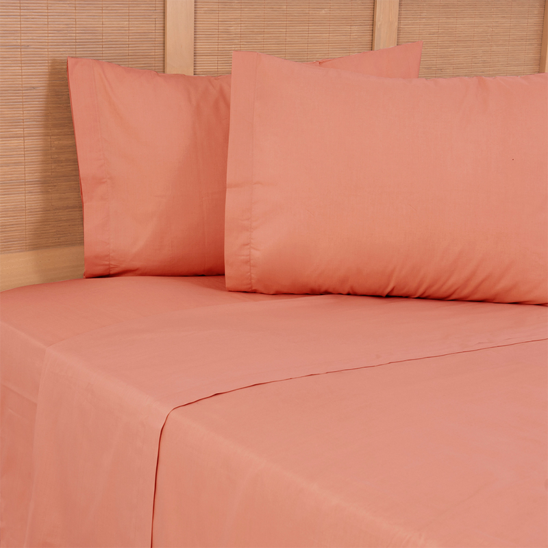 Juego de Sábanas Lisas 144 Hilos 2 Plazas / Naranjo - Mashini
