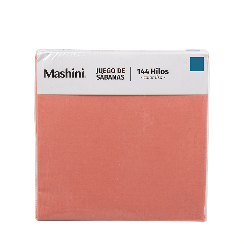Juego de Sábanas Lisas 144 Hilos 2.5 Plazas / Naranjo - Mashini - Imagen 4