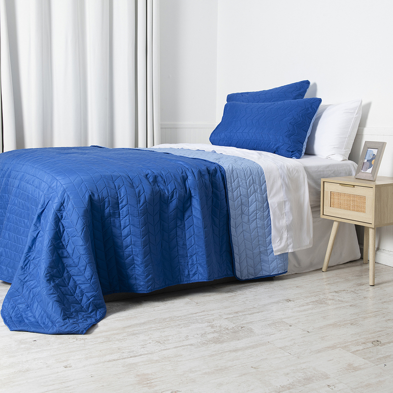 Quilt Bicolor 2 Plazas / Azul Celeste - Mashini - Imagen 2