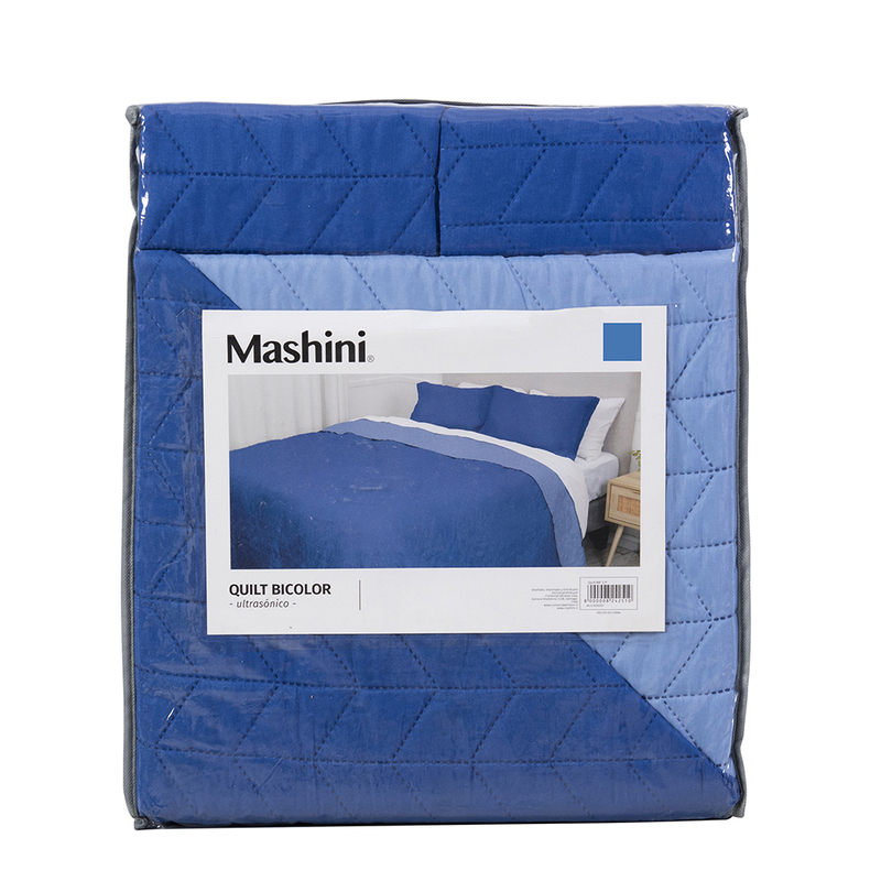 Quilt Bicolor 2 Plazas / Azul Celeste - Mashini - Imagen 5