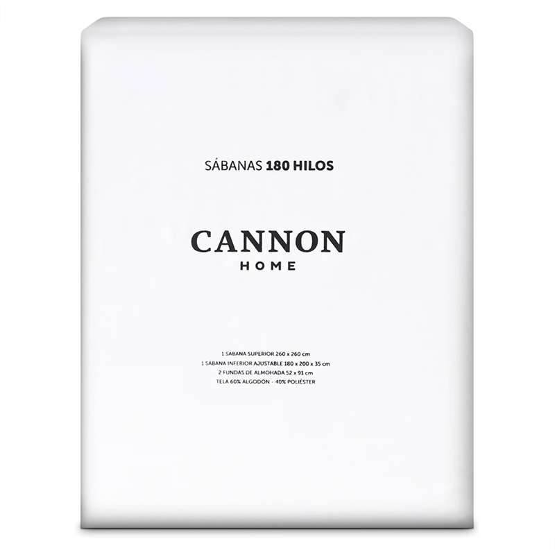 Juego de Sábanas Lisa 180 Hilos 1.5 Plazas / Blanco - Cannon - Imagen 4