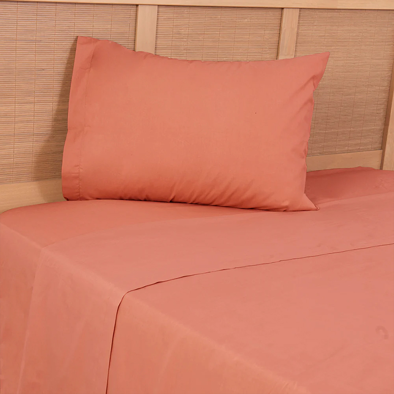 Juego de Sábanas Lisas 144 Hilos 1.5 Plazas / Naranjo - Mashini
