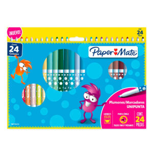 Set de Plumones/Marcadores Unipunta Cónica 24 Colores - Paper Mate