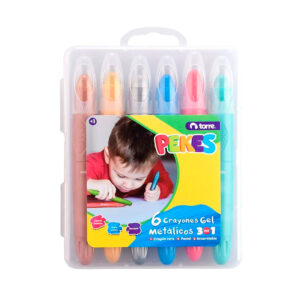 Crayones Gel 3 en 1 Metálicos 6 Colores Pekes - Torre
