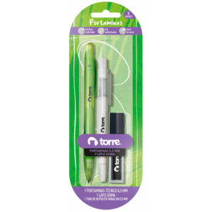 Portaminas Plástico + Minas 0.5 mm + Lápiz Goma  - Torre