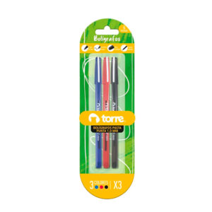 Set Bolígrafos 1.0mm Blíster 1A 1N 1R - Torre