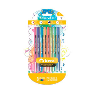 Set 8 Bolígrafos 1.0mm Color Fun Blíster - Torre