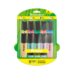 Blíster Destacadores 5 Colores Neón + 5 Colores Pastel  - Torre